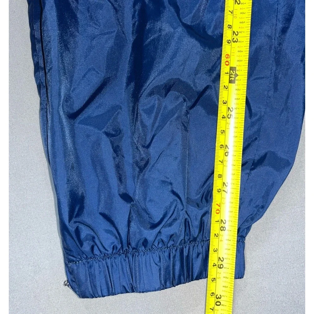Vintage Nike Youth M (8-10) Blue Nylon Track Pants Zip Ankle Cinch Waist Retro